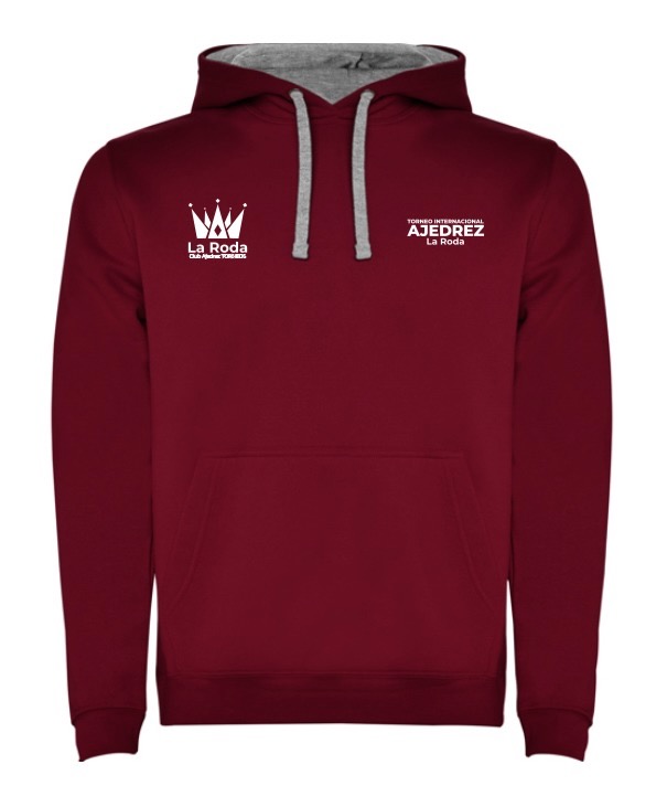 Sudadera oficial Open Chess La Roda – Granate